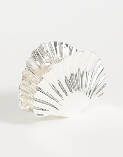  Mango Shell Clutch Bag In Silver 