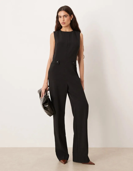  Mango Sleeveless Fitted Jumpsuit In Black 