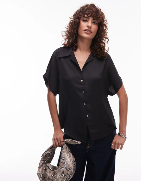  Mango Sleeveless Satin Shirt In Black 