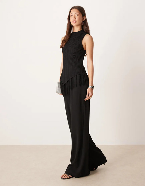  Mango Sleeveless Textured Jumpsuit In Black 
