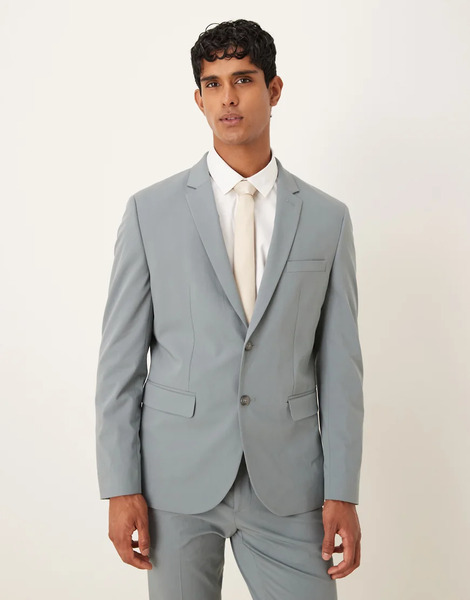  Mango Slim Fit Blazer Co Ord In Grey 