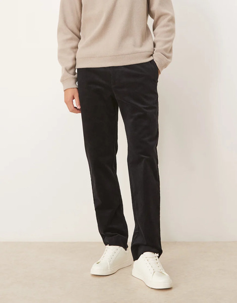  Mango Slim Fit Cord Trousers In Black 