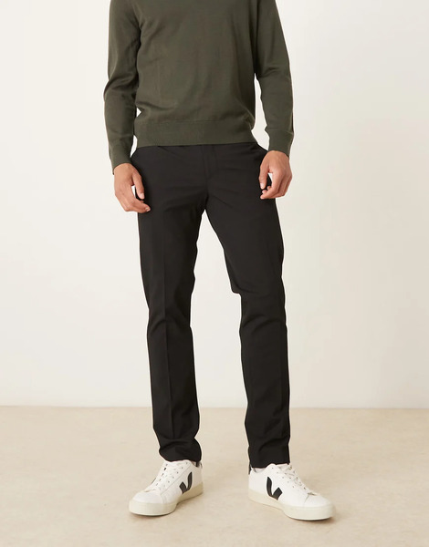  Mango Slim Fit Trousers In Black 
