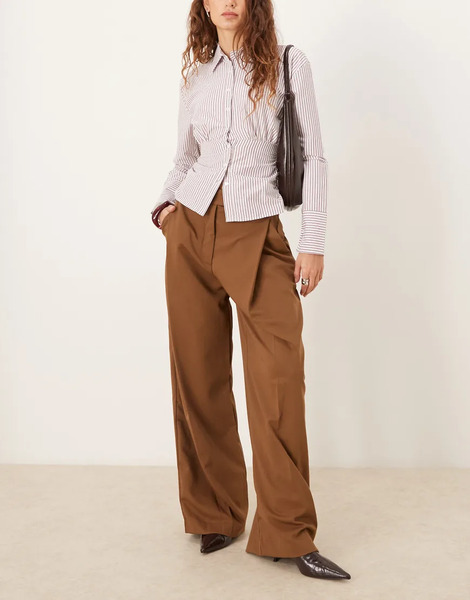 Mango Slouchy Tailored Trouser In Brown 
