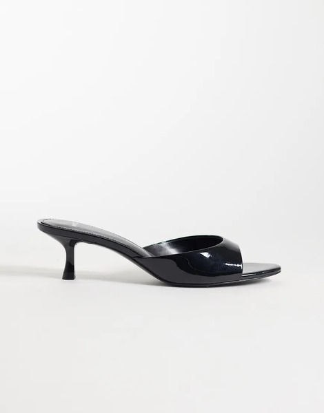  Mango Starring Hailey Bieber Heeled Mule In Black 