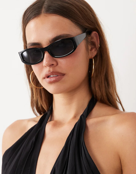  Mango Starring Hailey Bieber Square Sunglasses In Black 