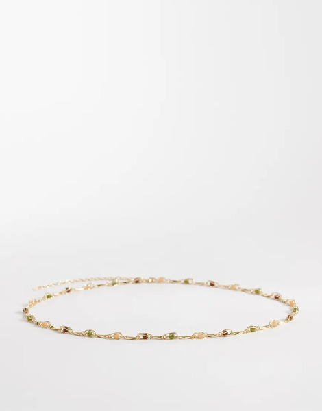  Mango Stone Embellished Chain Belt In Gold 