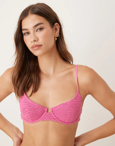  Mango Structured Bikini Top In Pink 