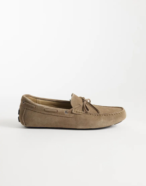  Mango 100% Suede Divers With Tonal Lacing In Tan Brown 