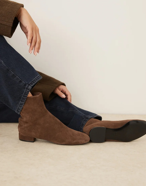  Mango Suede Slim Fit Ankle Boot In Brown 
