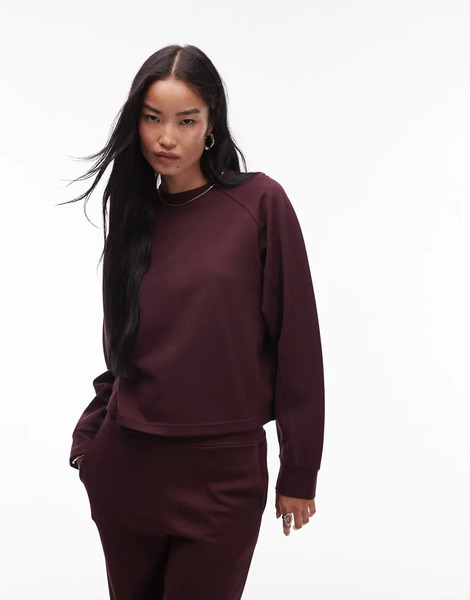  Mango Sweatshirt Co Ord In Burgundy Red 