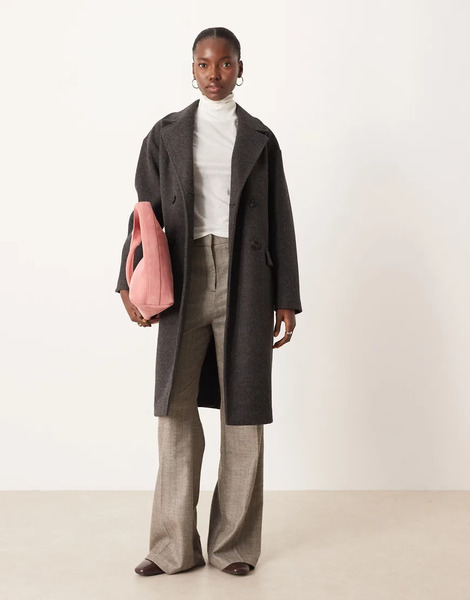  Mango Tailored Coat In Charcoal Grey 
