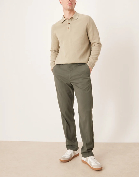  Mango Tailored Trouser In Khaki Green 