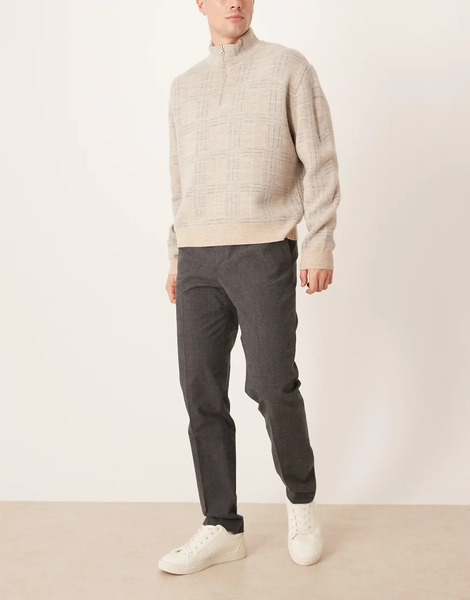  Mango Tailored Tweed Trousers In Charcoal Grey 