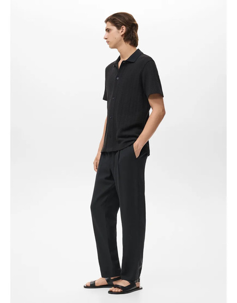  Mango Tapered Elasticated Waist Trouser In Black 