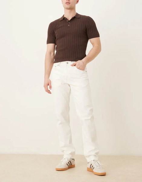  Mango Tapered Fit Jeans In Ecru Neutral 