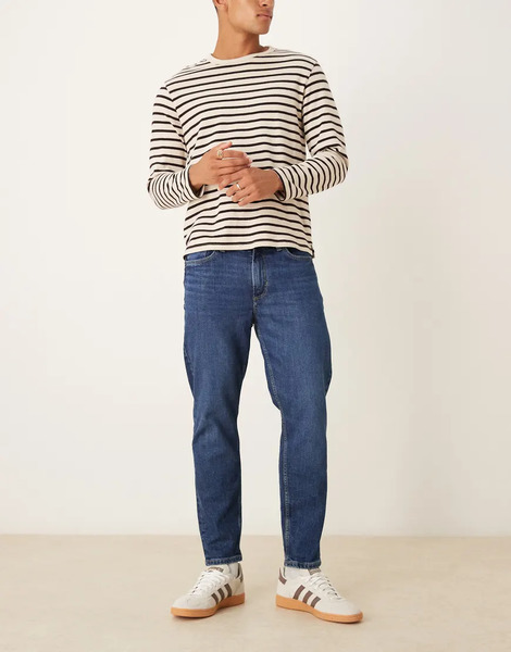  Mango Tapered Jean In Dark Blue 