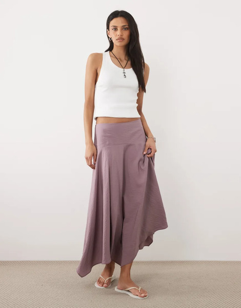  Mango Teen Asymmetric Hem Maxi Skirt In Pink 