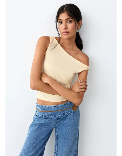  Mango Teen Asymmetric Sleeveless Top In Butter Yellow 