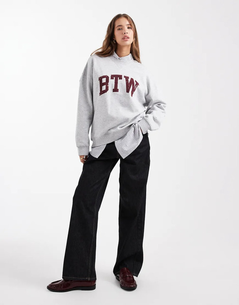  Mango Teen Btw Graphic Sweatshirt In Grey 