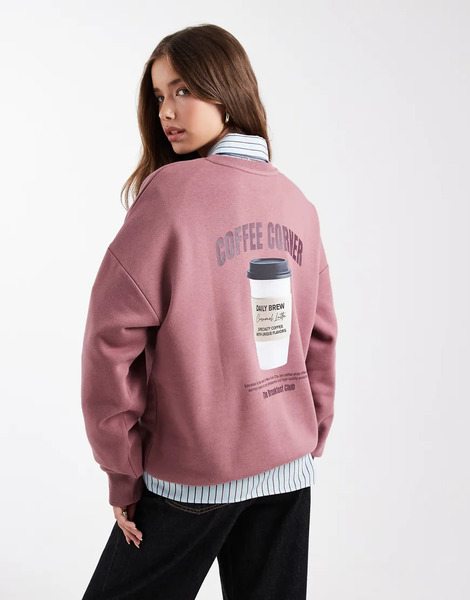  Mango Teen Coffee Graphic Sweatshirt In Pink 