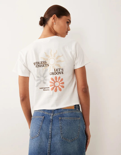  Mango Teen Graphic Baby Tee In White 