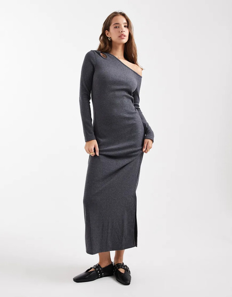  Mango Teen Knitted Maxi Dress In Grey 
