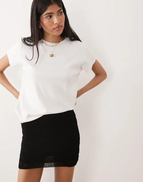  Mango Teen Knitted Mini Skirt In Black 