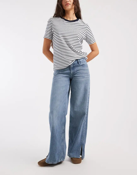  Mango Teen Split Hem Straight Jean In Light Blue 