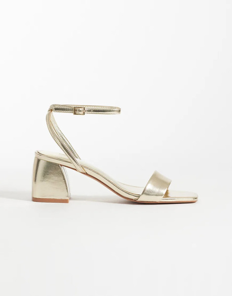  Mango Teen Square Toe Heeled Sandal In Gold 
