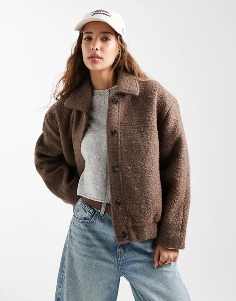  Mango Teen Teddy Jacket In Brown 