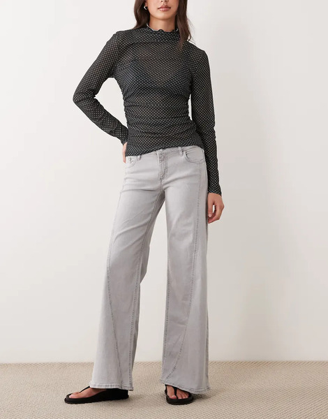  Mango Teen Wide Leg Jeans In Light Grey 