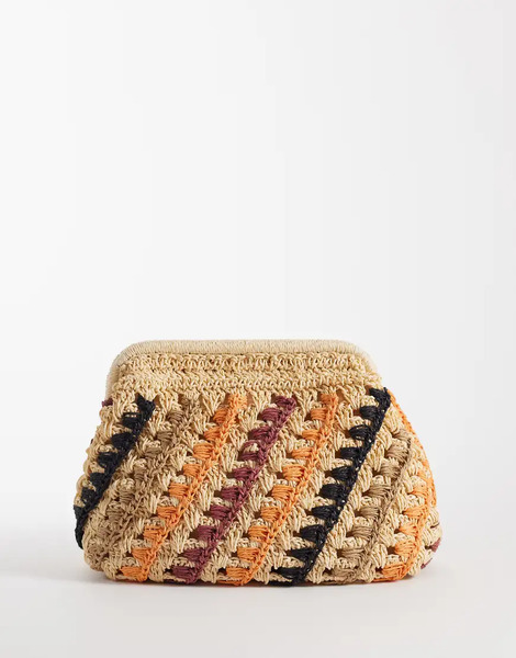  Mango Teen Woven Clutch Bag In Brown 