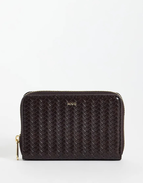  Mango Textured Faux Leather Purse In Brown 