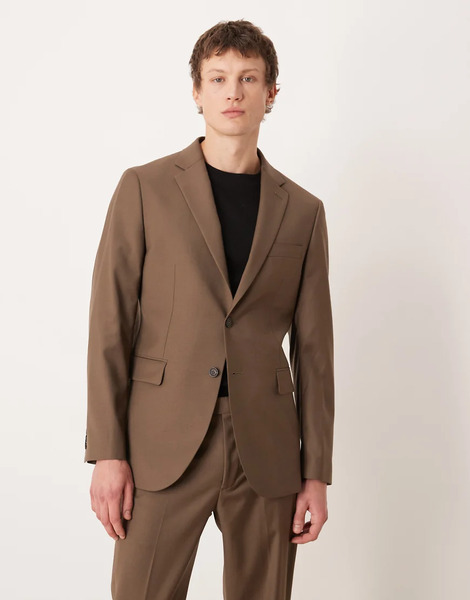  Mango Turin 100% Wool Tailored Blazer Co Ord In Brown 