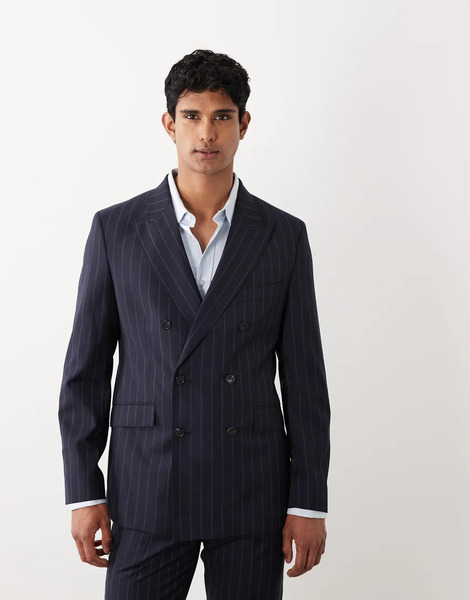  Mango Veneciac Double Breasted Blazer Co Ord In Navy 