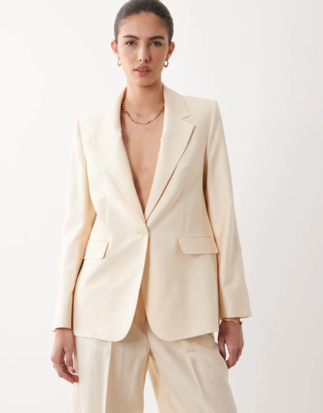  Mango Veronica Tailored Blazer Co Ord In Beige Neutral 
