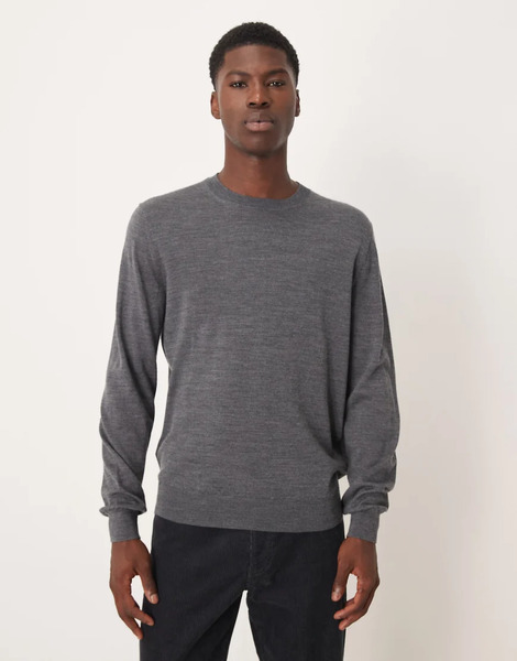  Mango 100% Wool Knitted Jumper In Dark Grey 