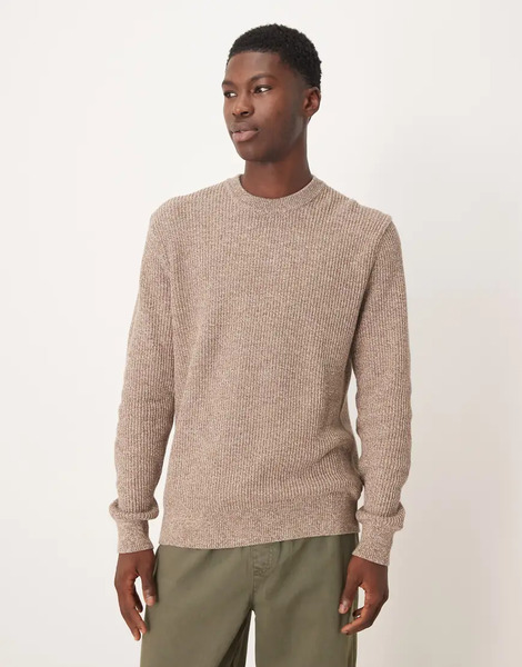  Mango 100% Wool Knitted Jumper In Stone Neutral 