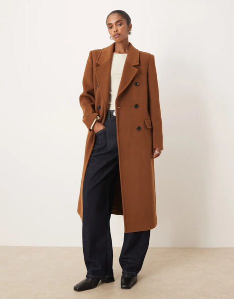  Mango Wool Mix Double Breasted Tailored Jacket In Brown 