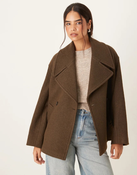  Mango Wool Mix Short Tailored Jacket In Khaki Green 