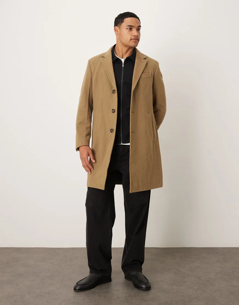  Mango Wool Mix Tailored Coat In Tan Neutral 