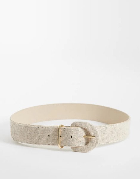  Mango Woven Belt In Light Beige Neutral 
