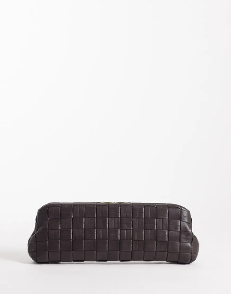  Mango Woven Faux Leather Bag In Chocolate Brown 