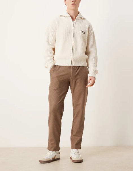  Mango Woven Jogger In Brown 
