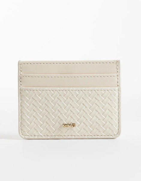  Mango Woven Textured Card Holder In Oat White 