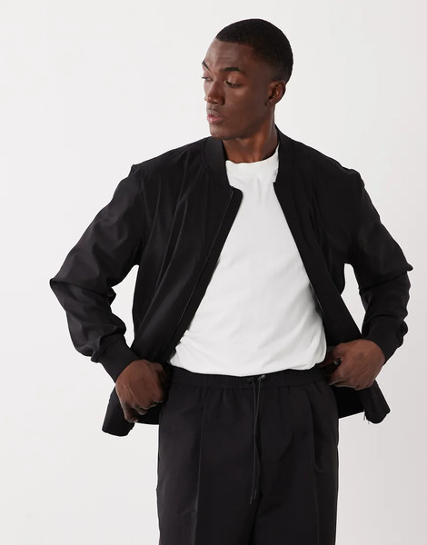  Mango Zip Thorugh High Neck Jacket In Black 