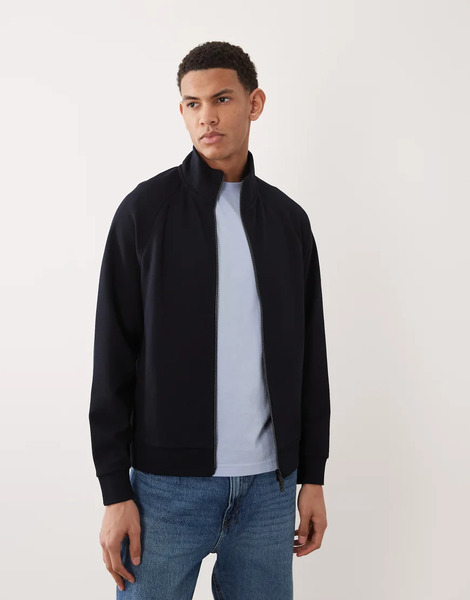 Mango Zip Through Sweatshirt In Navy 