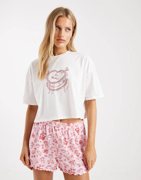  Miss Selfridge Be Mine Pyjama Set Multi 