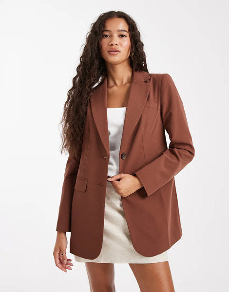  Miss Selfridge Cinched Blazer In Brown Neutral 